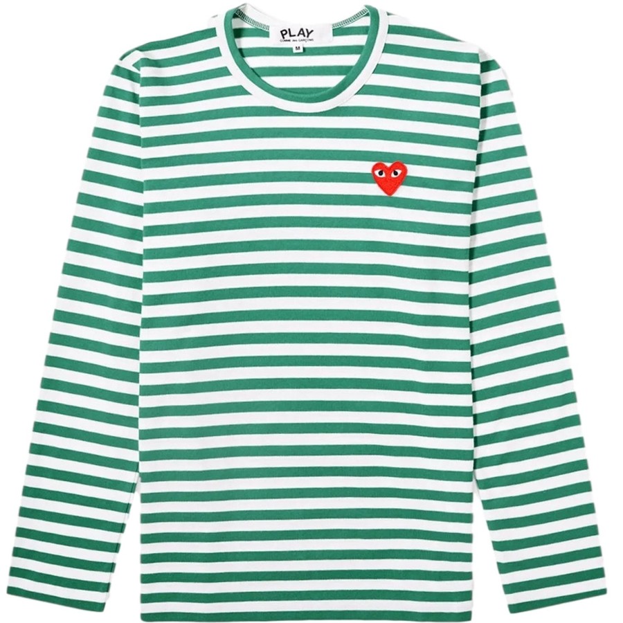 Dame Comme des Garcons Play | Comme Des Garcons Play Womens Striped Ls Genser- Gronn