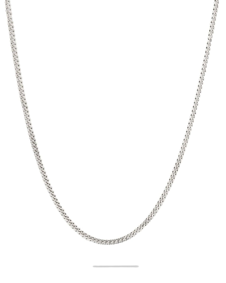 Smykker Tom Wood Jewellery | Tom Wood Jewellery Curb Chain M Silver 18Inch Smykke Solv