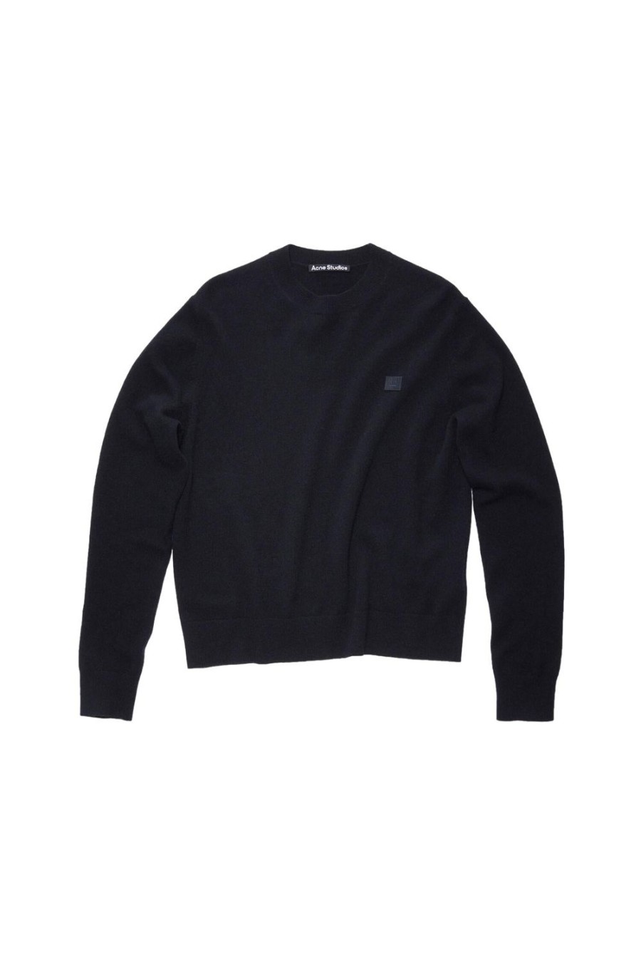 Dame Acne | Acne Face Crew Neck Knit Sweater Genser- Sort