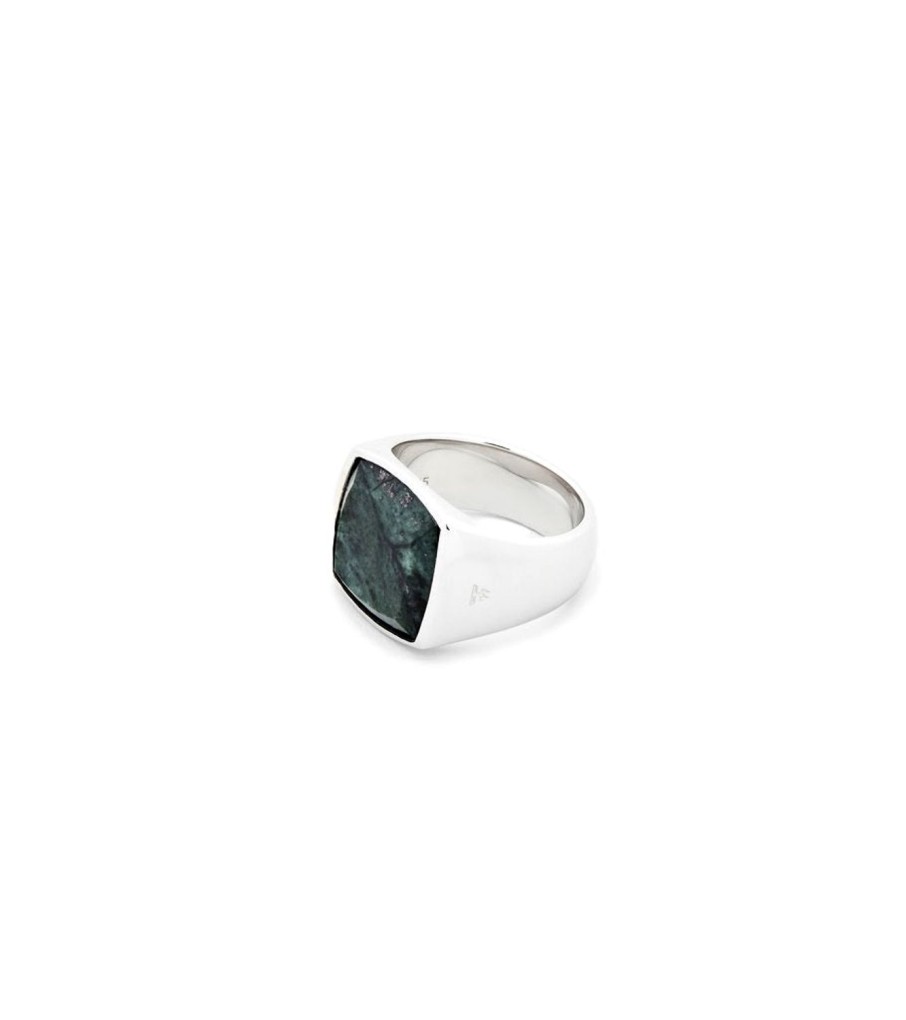 Smykker Tom Wood Jewellery | Tom Wood Jewellery The Cushion Green Marble Ring Solv