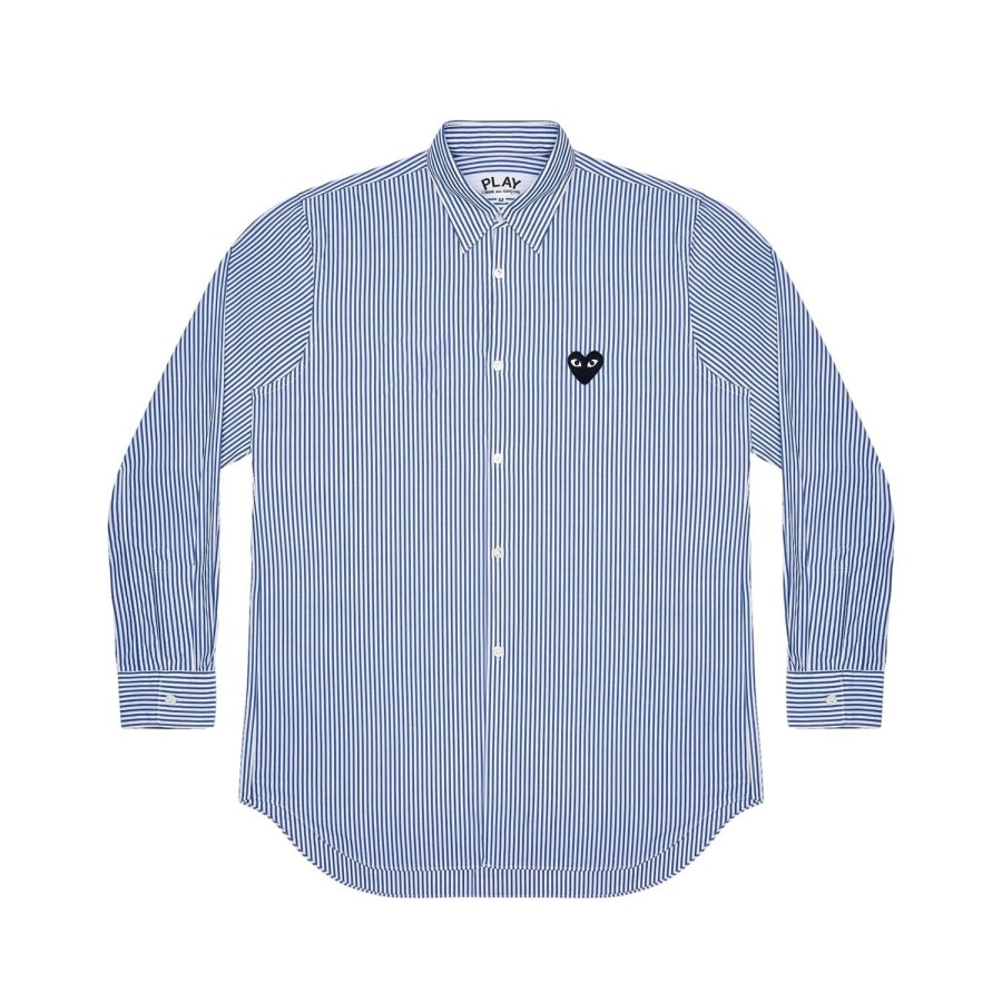 Herre Comme des Garcons Play | Comme Des Garcons Play Play Striped Shirt Skjorte Navy