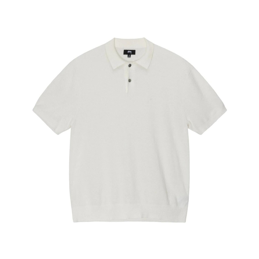 Herre Stussy | Stussy Textured Ss Polo Sweater T-Shirt Hvit