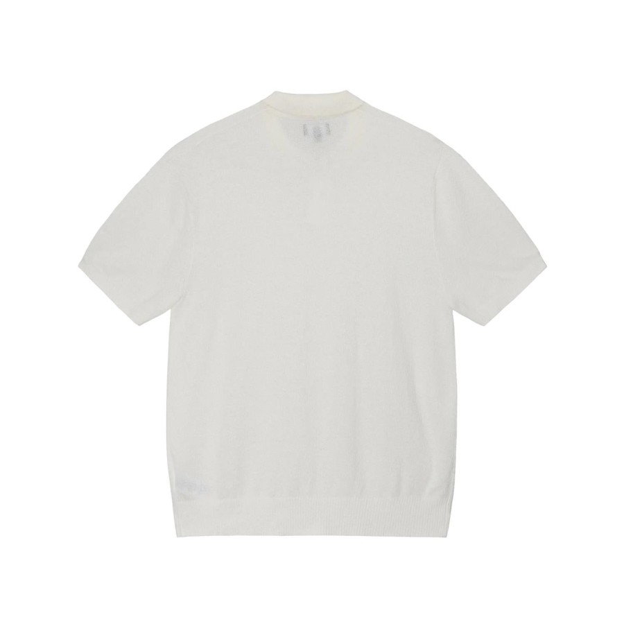 Herre Stussy | Stussy Textured Ss Polo Sweater T-Shirt Hvit