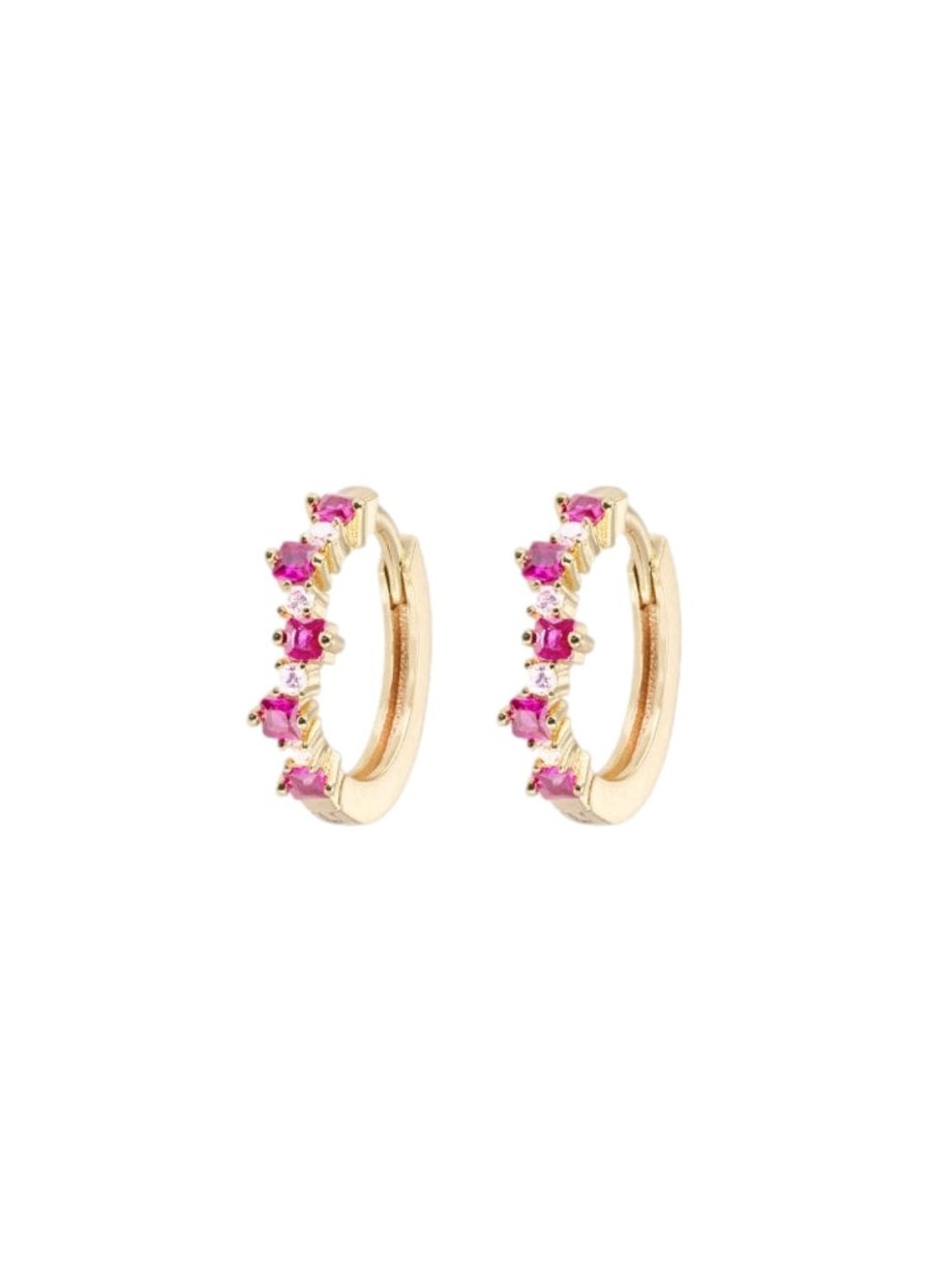 Smykker Emilia by Bon Dep | Emilia By Bon Dep Mixed Medium Hoops Cerise Oredobber Gull