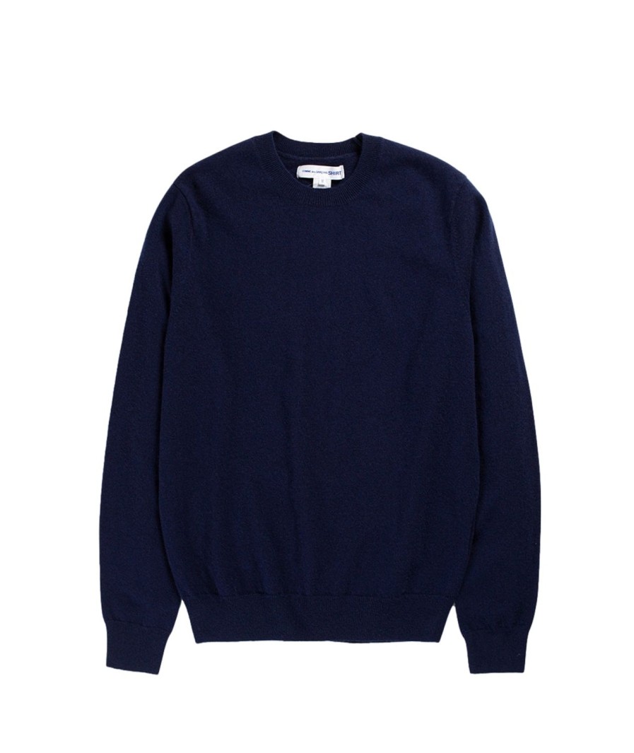 Herre Comme des Garcons Play | Comme Des Garcons Play Mens Knit Pullover Genser. Navy