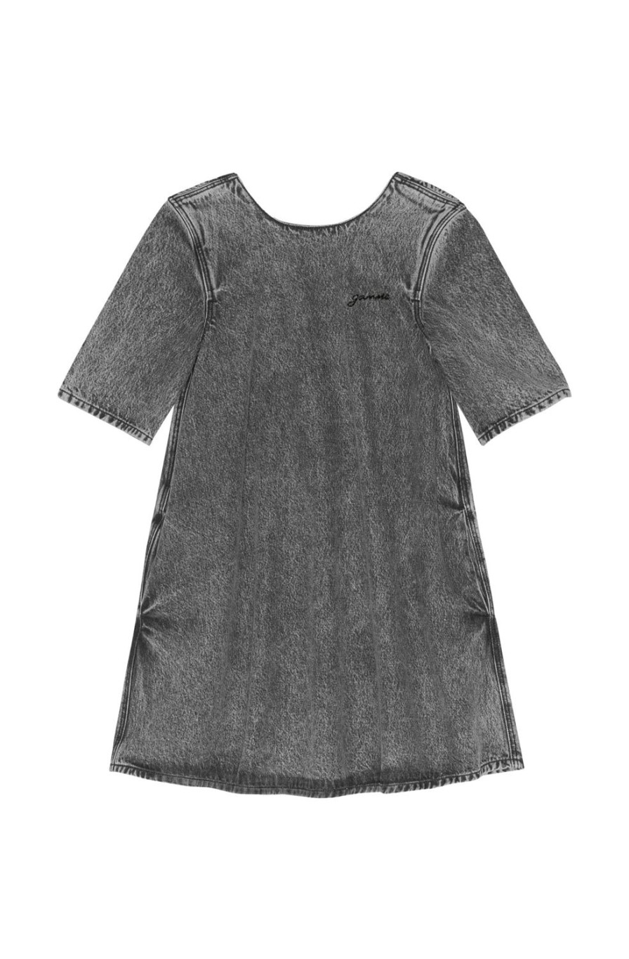 Dame Ganni | Ganni Washed Denim Mini Dress Kjole Vasket Sort