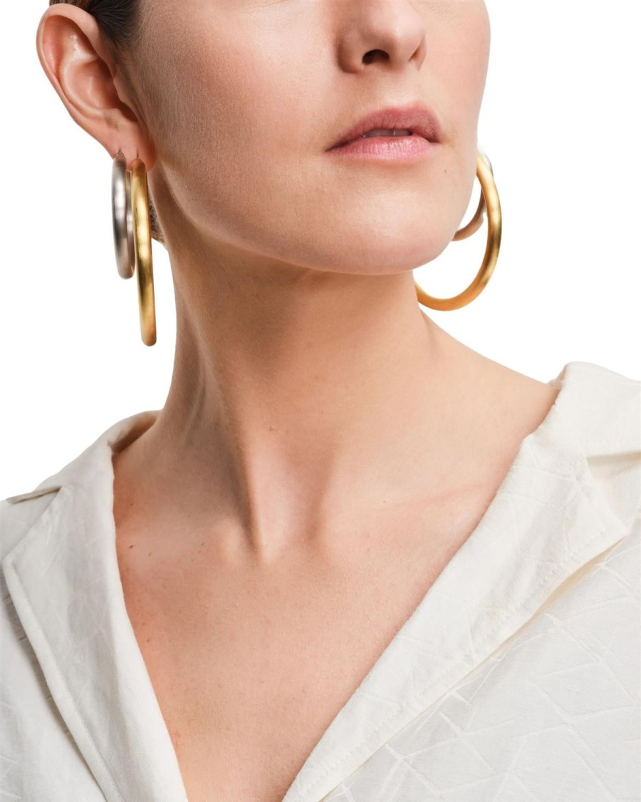 Smykker Tom Wood Jewellery | Tom Wood Jewellery Chunky Hoops Thick Satin Xl Oredobber Solv