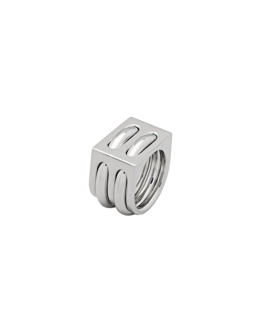 Smykker Tom Wood Jewellery | Tom Wood Jewellery Cage Ring Double Ring Solv