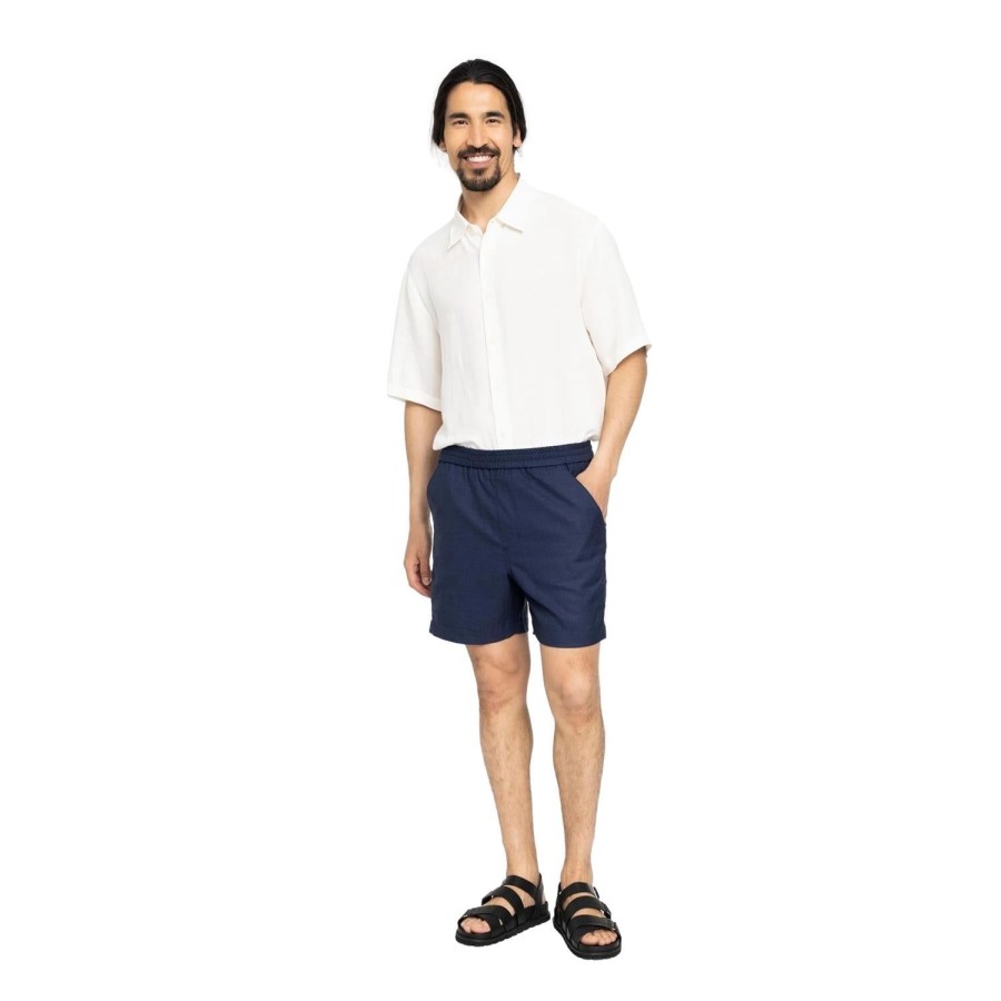 Herre Plain | Plain Turipl Shorts 852 Navy Melange Shorts Marine