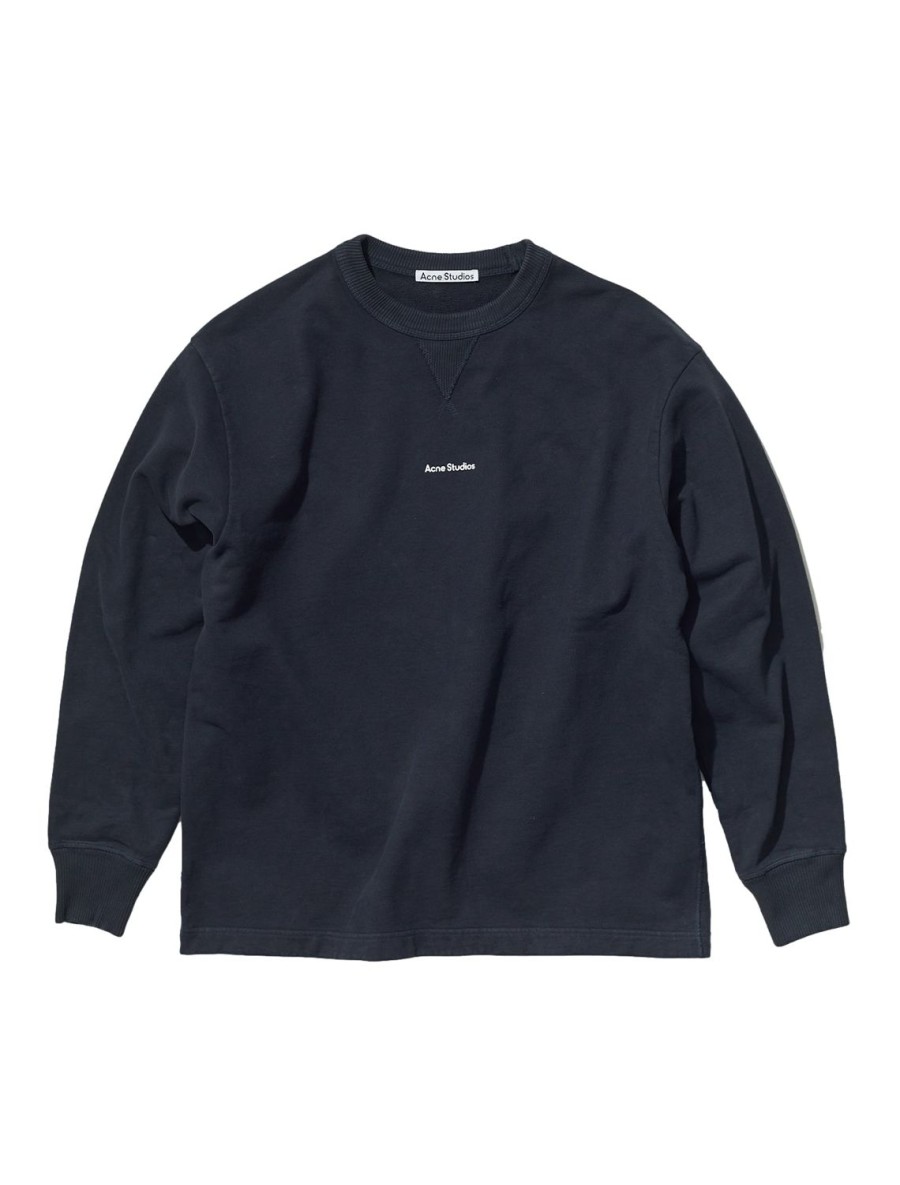 Herre Acne | Acne Crew Logo Stamp Sweatshirt Genser Sort