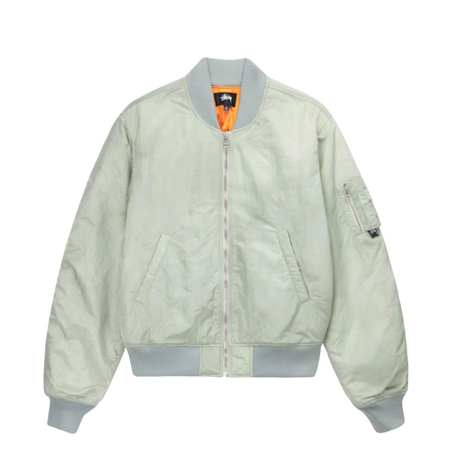 Herre Stussy | Stussy Dyed Nylon Bomber Jakke Pastellgronn