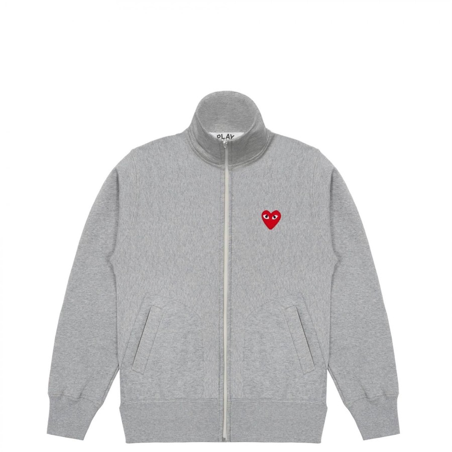 Herre Comme des Garcons Play | Comme Des Garcons Play Zip Sweatshirt Men'S Genser- Gra