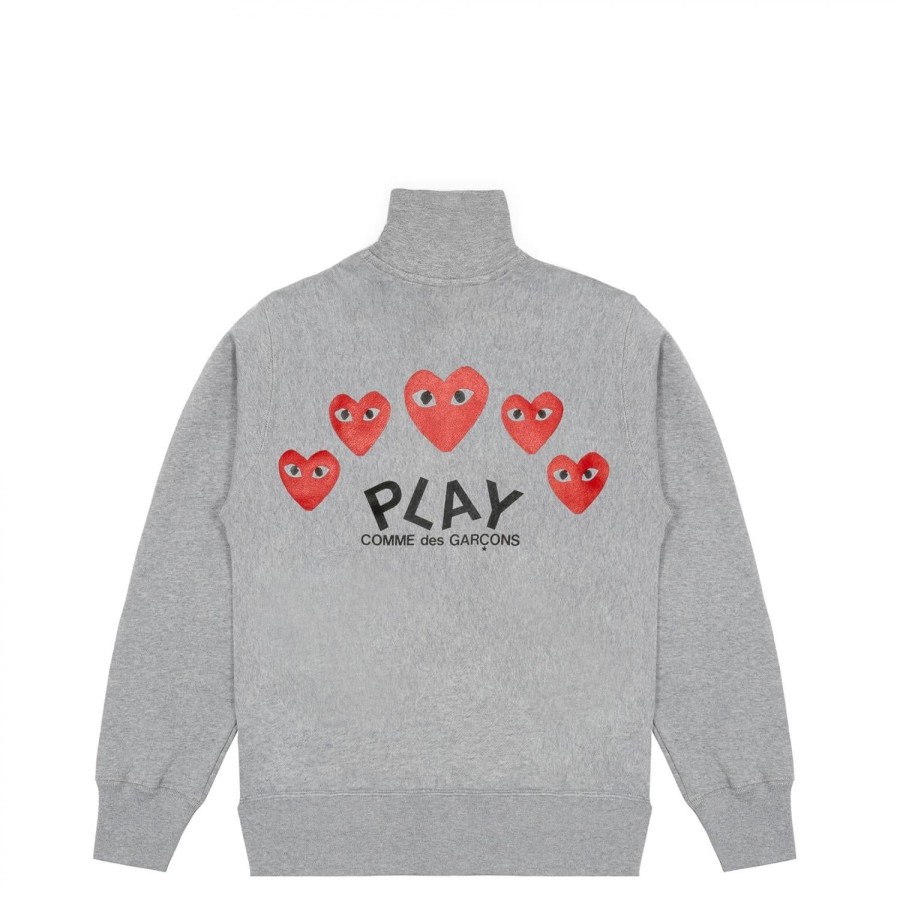 Herre Comme des Garcons Play | Comme Des Garcons Play Zip Sweatshirt Men'S Genser- Gra