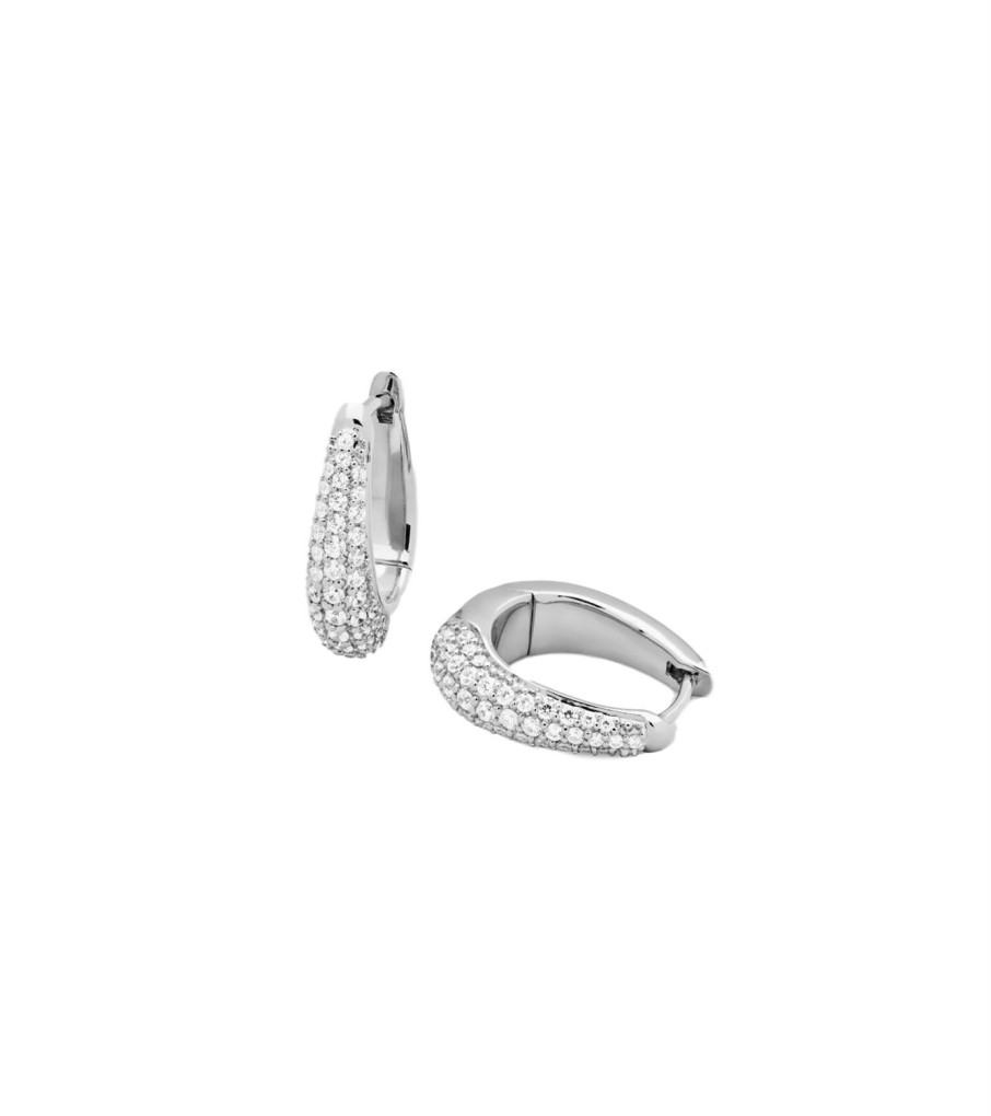 Smykker Tom Wood Jewellery | Tom Wood Jewellery Liz Hoop Pave Oredobber Solv