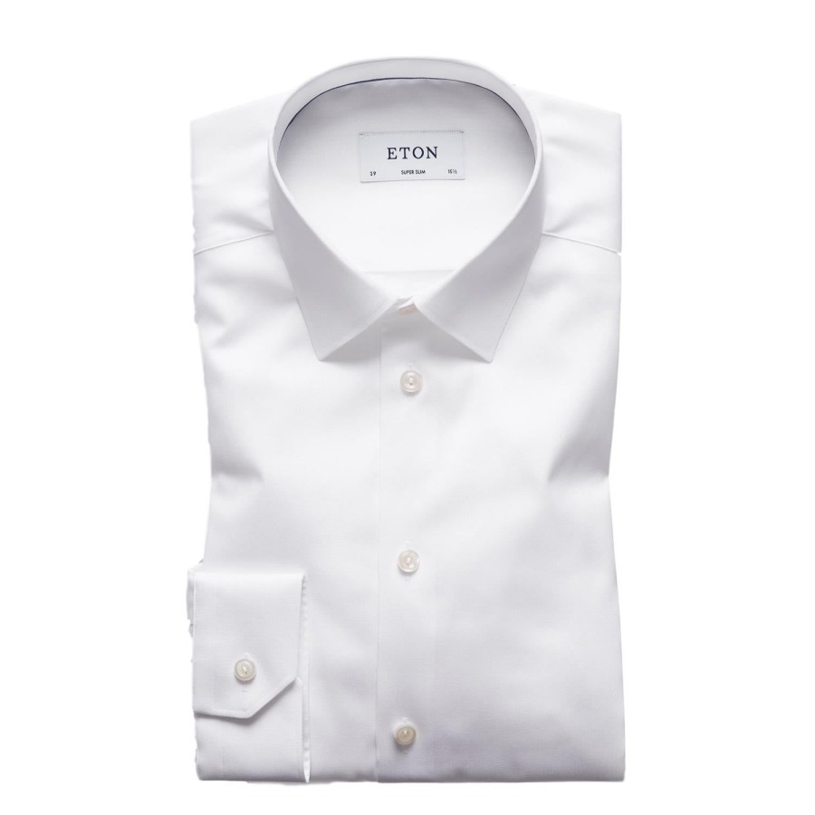 Herre Eton | Eton 3000 Super Slim White Signature Twill Shirt Skjorte Hvit