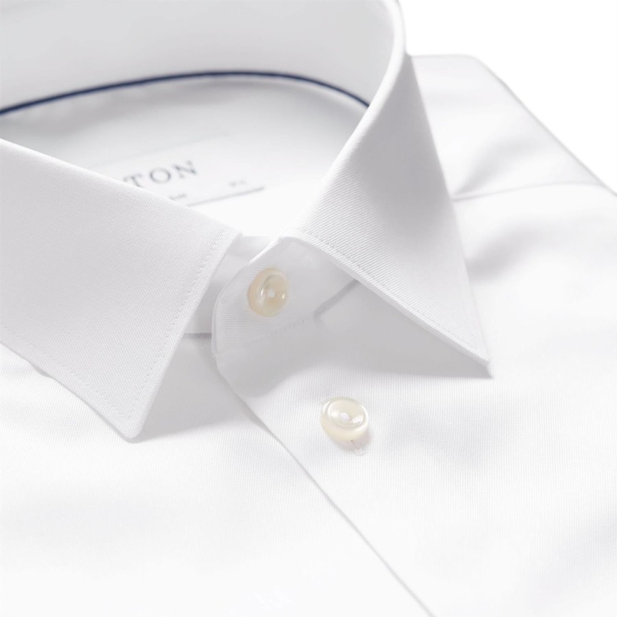 Herre Eton | Eton 3000 Super Slim White Signature Twill Shirt Skjorte Hvit