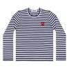 Dame Comme des Garcons Play | Comme Des Garcons Play Ladies Striped Navy/W Ls Genser- Striper