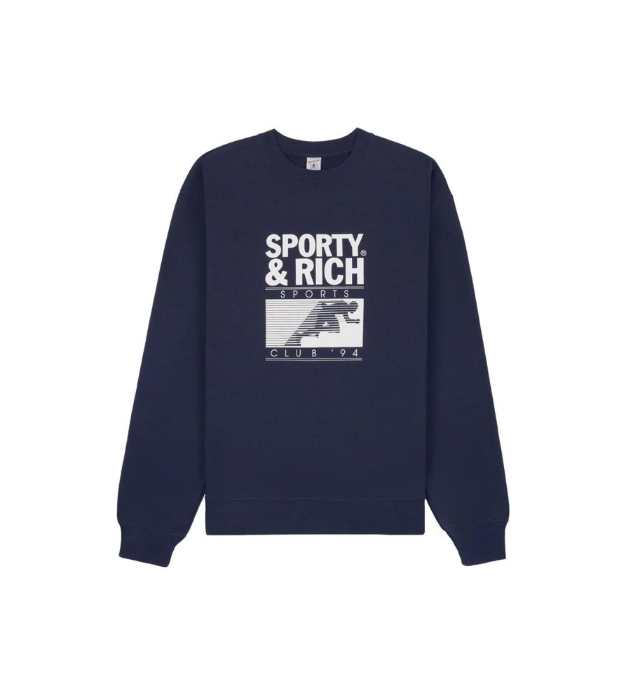 Dame Sporty u0026 Rich | Sporty & Rich Motion Club Crewneck Genser Marine