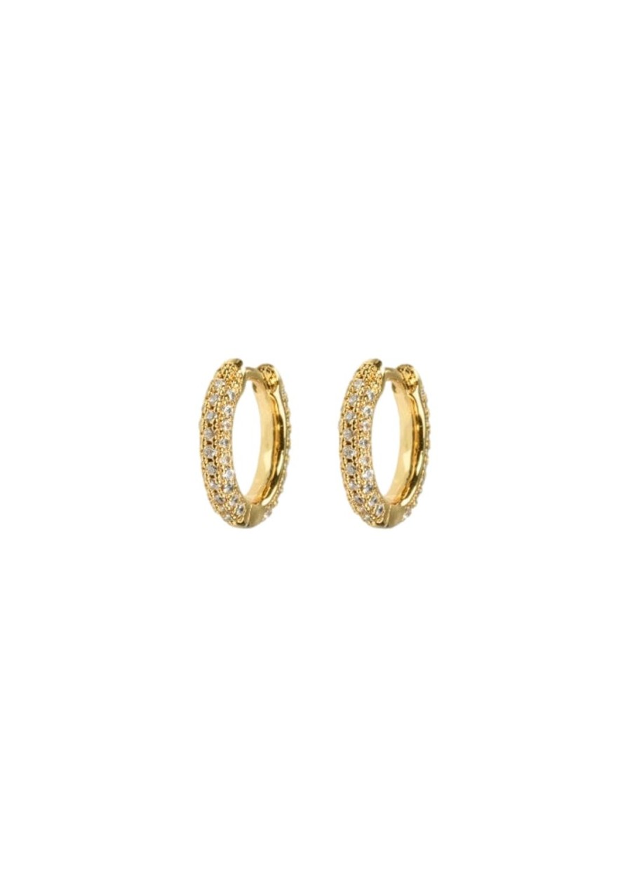 Smykker Emilia by Bon Dep | Emilia By Bon Dep Small Stone Covered Hoops White Oredobber Gull