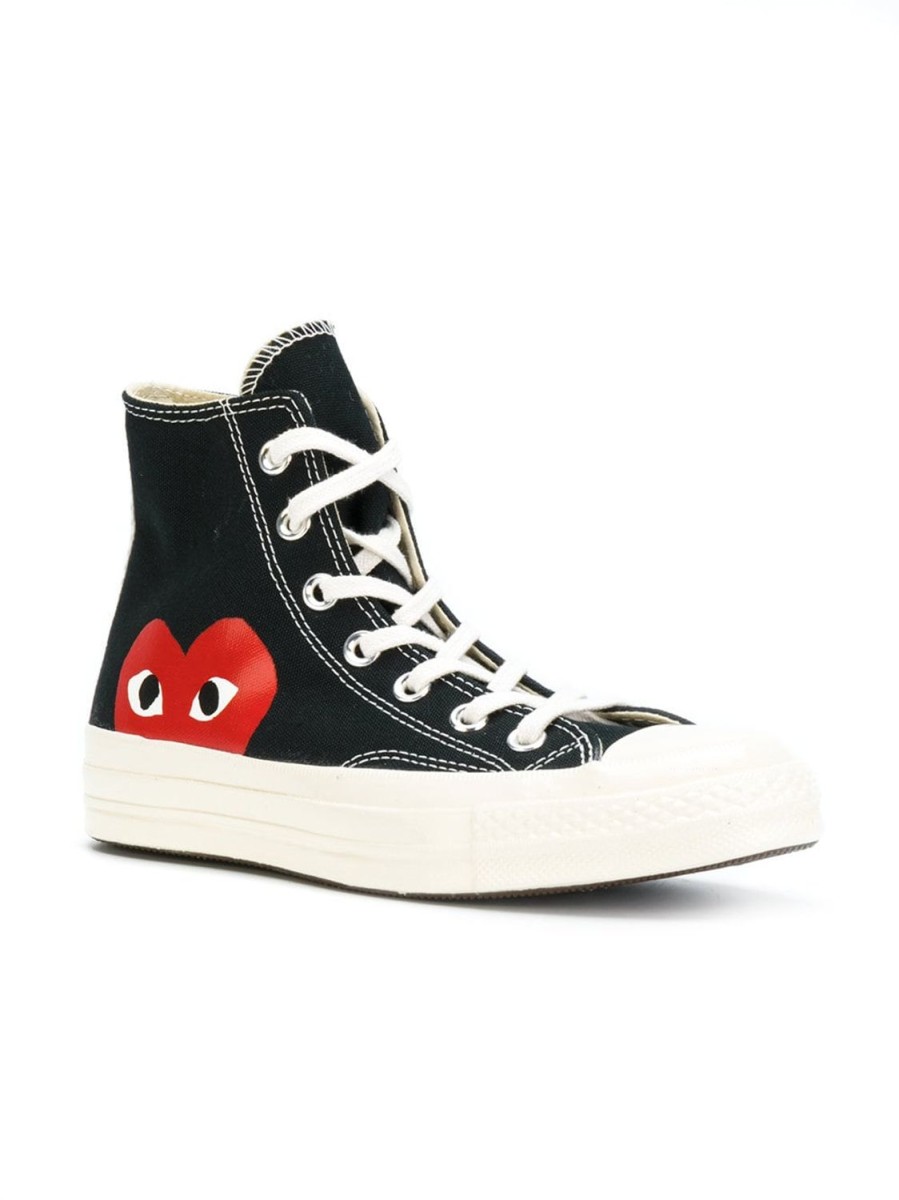 Dame Comme des Garcons Play x Converse | Comme Des Garcons Play X Converse Cdg Big Heart Hi Top Black Sko Sort