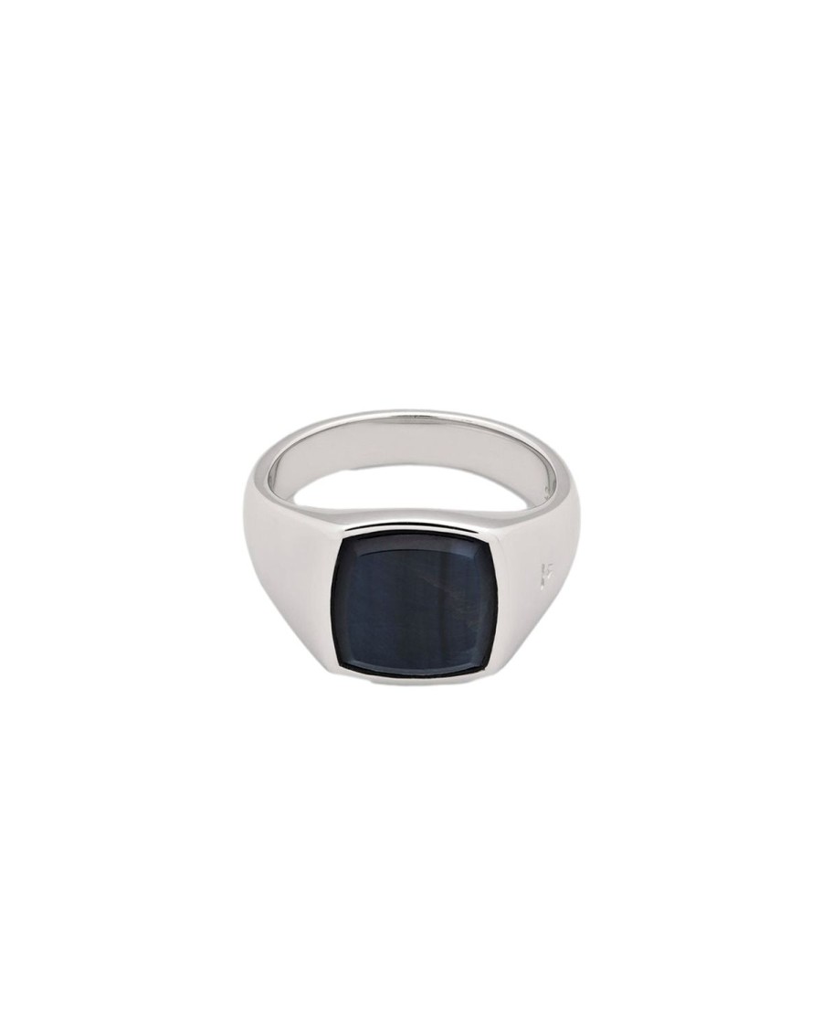 Smykker Tom Wood Jewellery | Tom Wood Jewellery Kay Ring Blue Hawk Eye Ring Solv