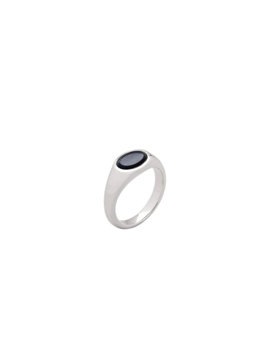 Smykker Tom Wood Jewellery | Tom Wood Jewellery Joe Ring Blue Hawk Eye Ring Solv