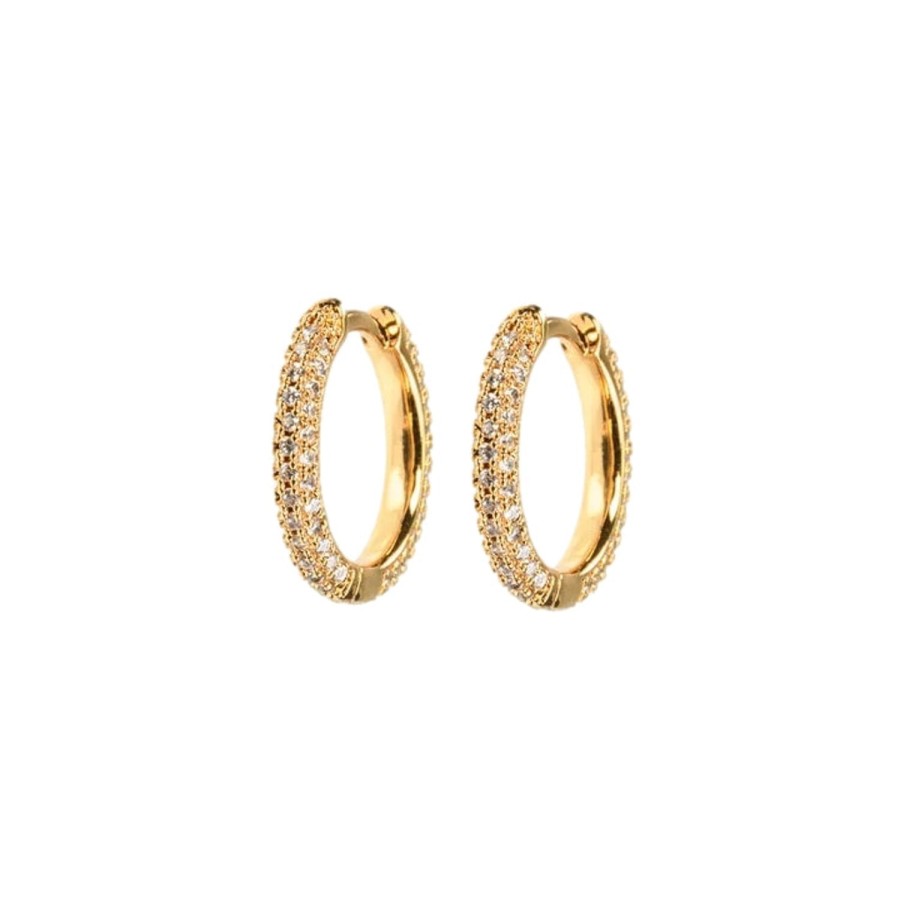 Smykker Emilia by Bon Dep | Emilia By Bon Dep Medium Stone Covered Hoops Oredobber Hvit