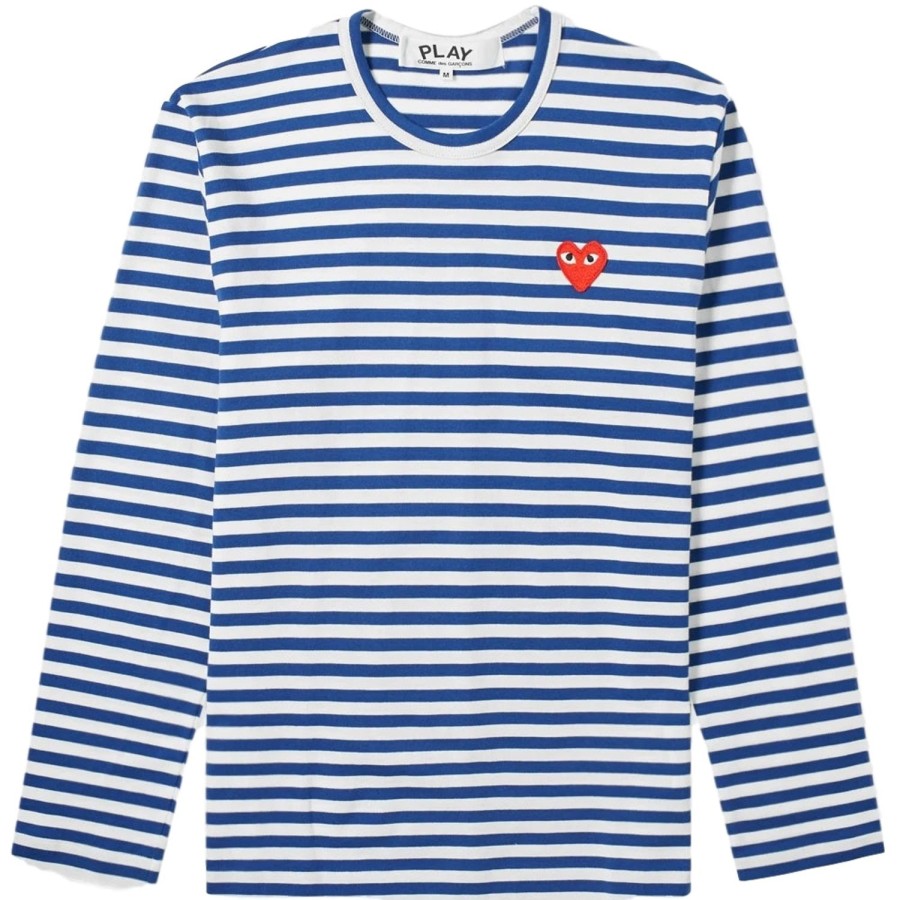 Herre Comme des Garcons Play | Comme Des Garcons Play T-Shirt Men'S Ls T-Shirt Stripet Morkebla