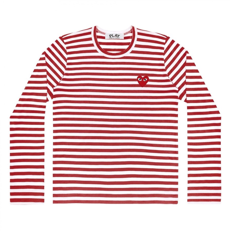 Dame Comme des Garcons Play | Comme Des Garcons Play Ladies Ls Striped Play Rod Genser- Striper