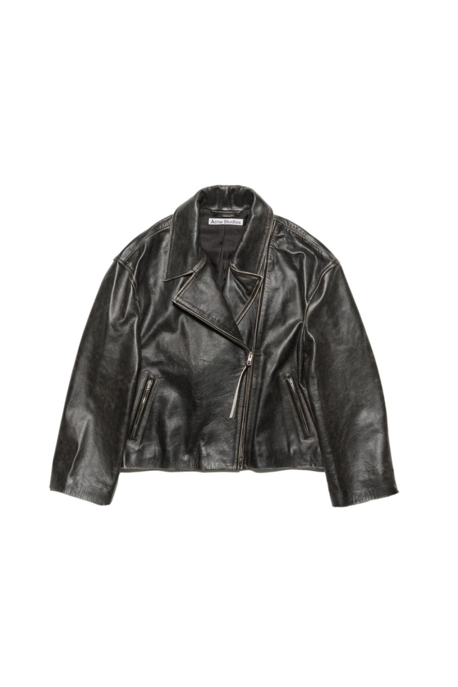 Dame Acne | Acne Leather Jacket Jakke Vasket Sort