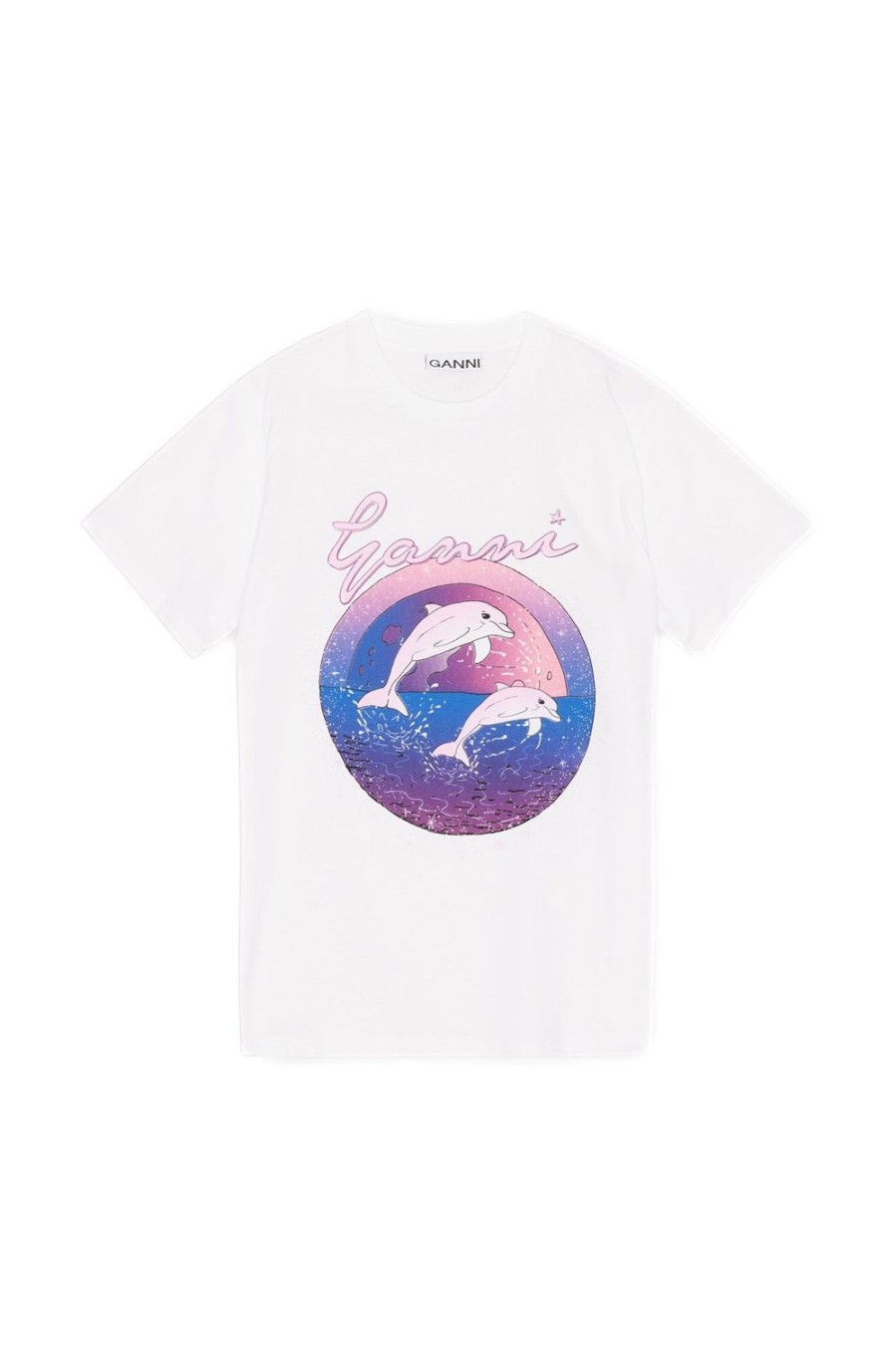 Dame Ganni | Ganni Dolphin Relaxed T-Shirt T-Shirt Hvit Monster