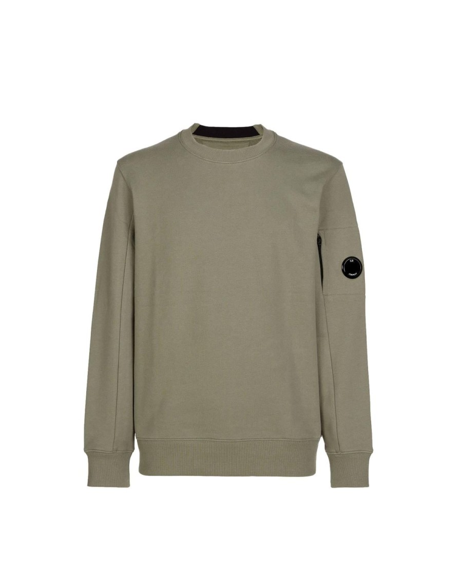 Herre CP Company | Cp Company Sweatshirts Crew Neck Genser Militaergronn