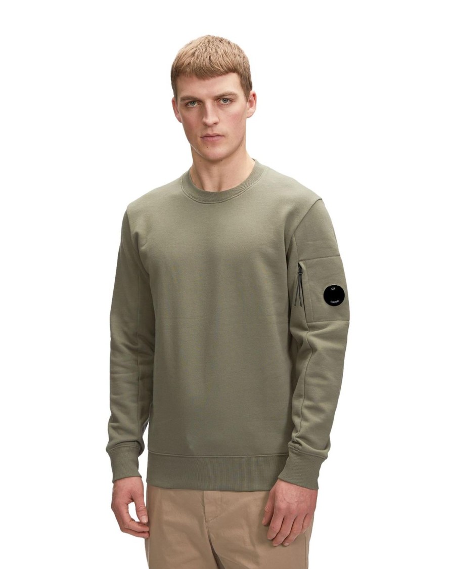 Herre CP Company | Cp Company Sweatshirts Crew Neck Genser Militaergronn