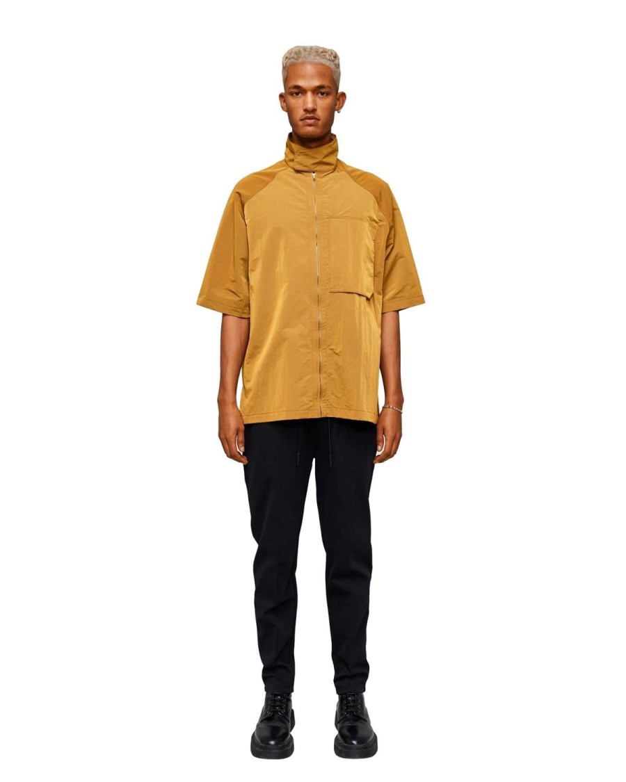 Herre Tom Wood | Tom Wood Short Sleeve Mustard Drylux Skjorte Sennepsgul